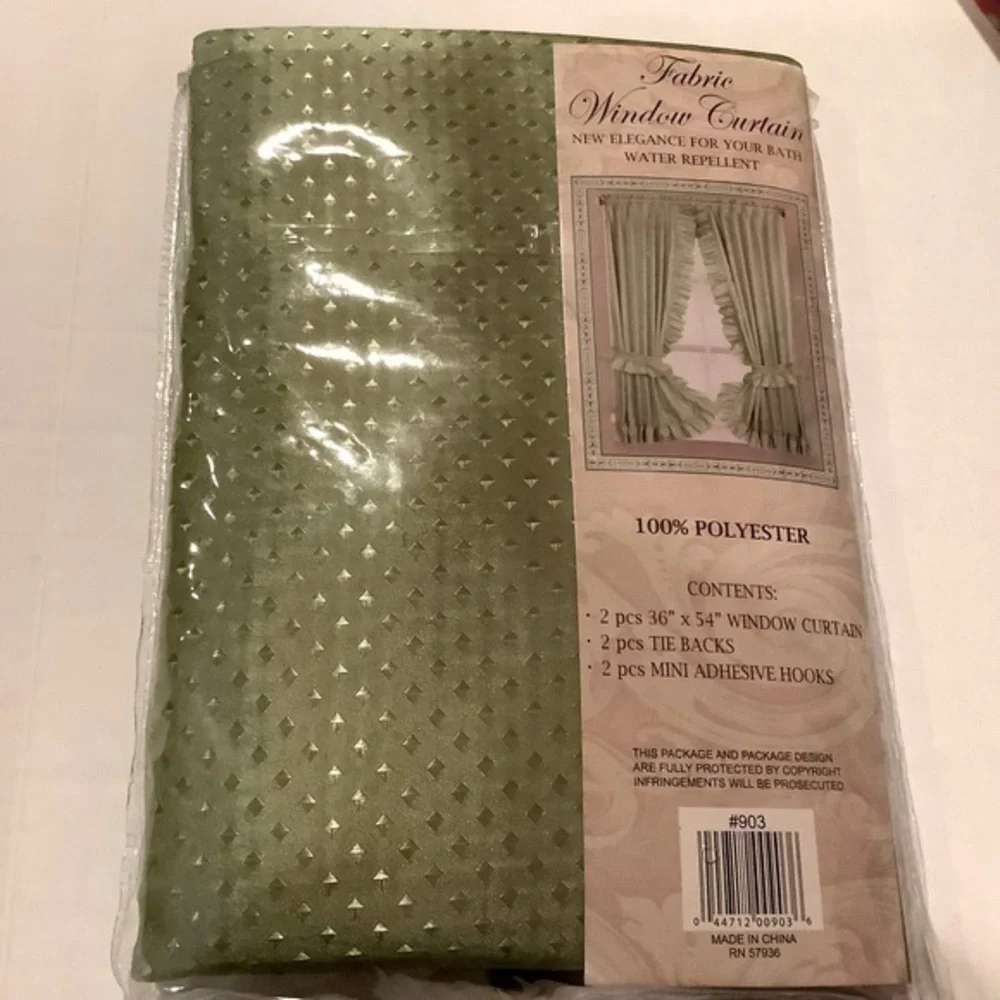 Green Bath Water Repellant Window Curtain NEW